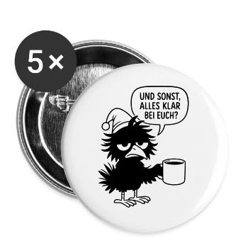 Corbeau noir avec capuchon endormi et bulle de dialogue - Lot de 5 grands badges (56 mm) - blanc - Devant