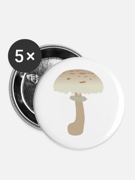 Minimalistische Sonnenschirm-Pilz-Illustration - Buttons groß 56 mm (5er Pack) - Weiß