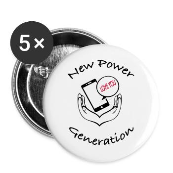 New Power Generation Love Message Design - Buttons groß 56 mm (5er Pack) - Weiß - Vorne