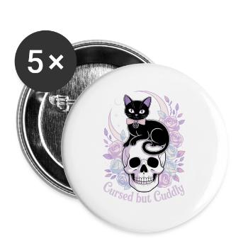 Motif de chats et d'os mystiques - Lot de 5 grands badges (56 mm) - blanc - Devant