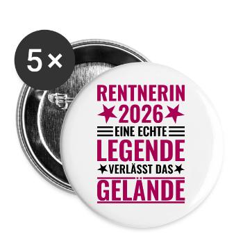 Pensioner 2026 A legend leaves the site - Buttons large 2.2''/56 mm (5-pack) - white - Front
