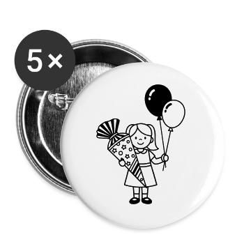 School enrollment girl with school cone - Buttons large 2.2''/56 mm (5-pack) - white - Front