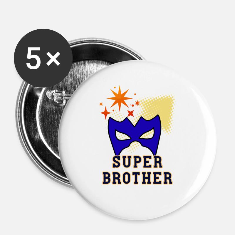 Super Brother - Buttons large 2.2''/56 mm (5-pack) - white