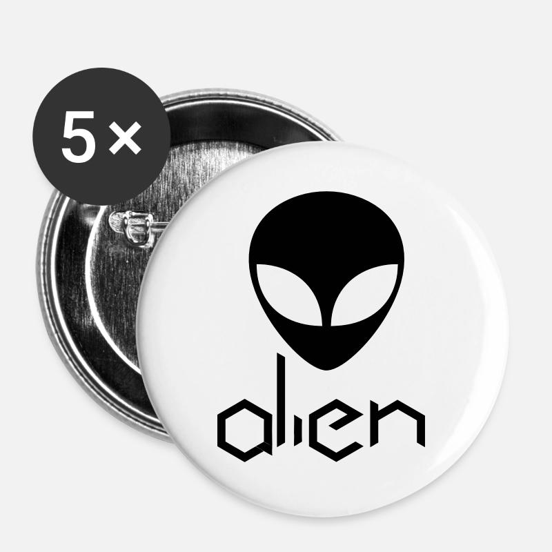 Alien - Buttons large 2.2''/56 mm (5-pack) - white