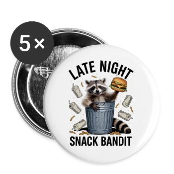 Raccoon Feast in a Trashcan - Buttons large 2.2''/56 mm (5-pack) - white - Front