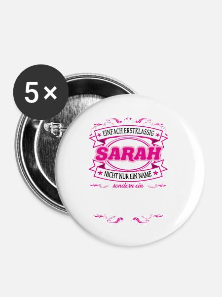 Qualitätsmerkmal Sarah einfach Erstklassig - Buttons groß 56 mm (5er Pack) - Weiß