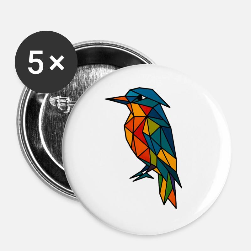 Abstrakter Geometrischer Vogel - Buttons groß 56 mm (5er Pack) - Weiß