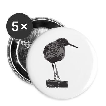 Rotschenkel - Monochrome Vogel Silhouette - Buttons groß 56 mm (5er Pack) - Weiß - Vorne