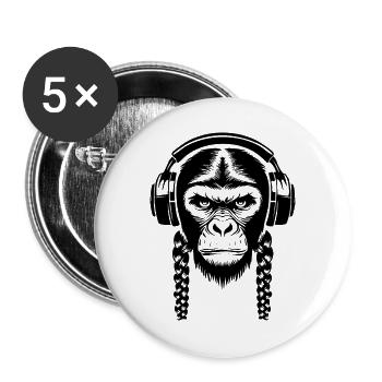 Funky Monkey Head Loop Beat Edition Shirt - Buttons large 2.2''/56 mm (5-pack) - white - Front