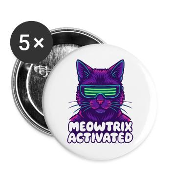 Meowtrix Activated Neon Cat - Buttons large 2.2''/56 mm (5-pack) - white - Front