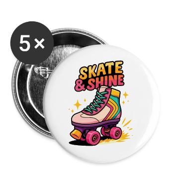 Skate & Shine Neon Roller - Buttons groß 56 mm (5er Pack) - Weiß - Vorne