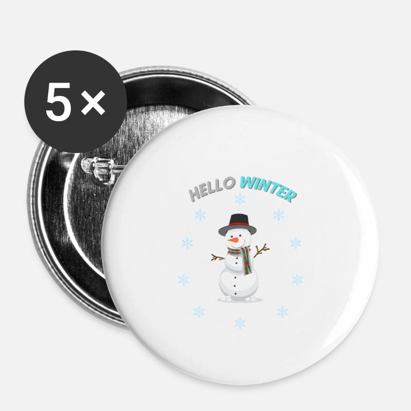 Hello Winter Snowman Charm - Buttons groß 56 mm (5er Pack) - Weiß