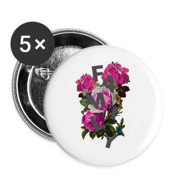 Collage de monogrammes de famille florale - Lot de 5 grands badges (56 mm) - blanc - Devant