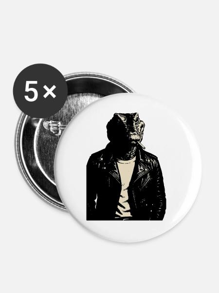Leder Lizard Moto Rebel - Buttons groß 56 mm (5er Pack) - Weiß
