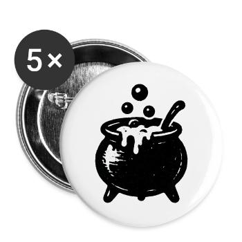 Hexenkessel Blubberzauber - Buttons groß 56 mm (5er Pack) - Weiß - Vorne