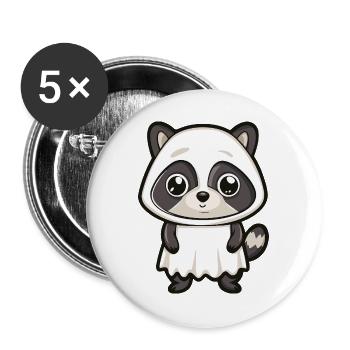Waschbär Halloween Geist - Buttons groß 56 mm (5er Pack) - Weiß - Vorne