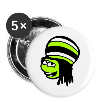 Frog Reggae Music Rasta Hair Hat Jamaica Fun - Buttons large 2.2''/56 mm (5-pack) - white - Front