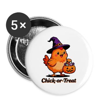 Chick-or-Treat - Buttons large 2.2''/56 mm (5-pack) - white - Front