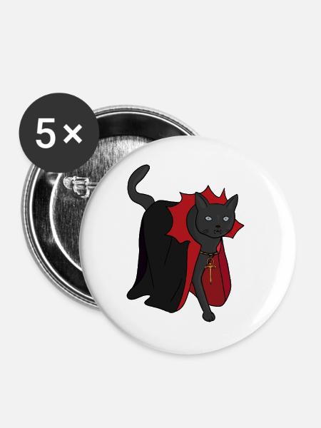 Nachtaktive Vampirkatze - Buttons groß 56 mm (5er Pack) - Weiß
