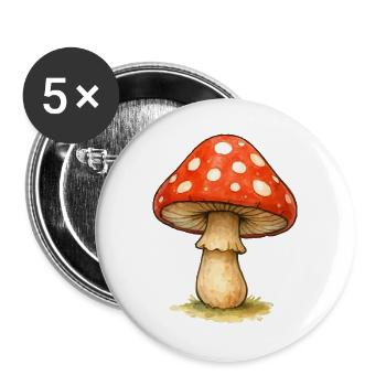 Illustration de champignon rouge - Lot de 5 grands badges (56 mm) - blanc - Devant