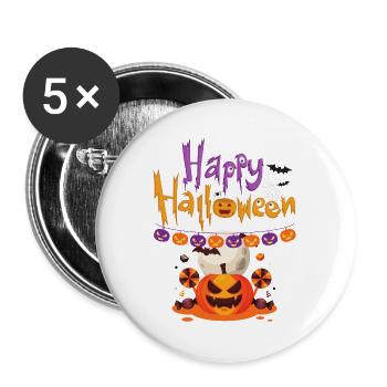 Joyeux plaisir de citrouille d’Halloween - Lot de 5 grands badges (56 mm) - blanc - Devant