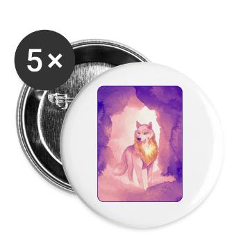 Weißer Wolf in Aquarell 2 (Lila) - Buttons groß 56 mm (5er Pack) - Weiß - Vorne