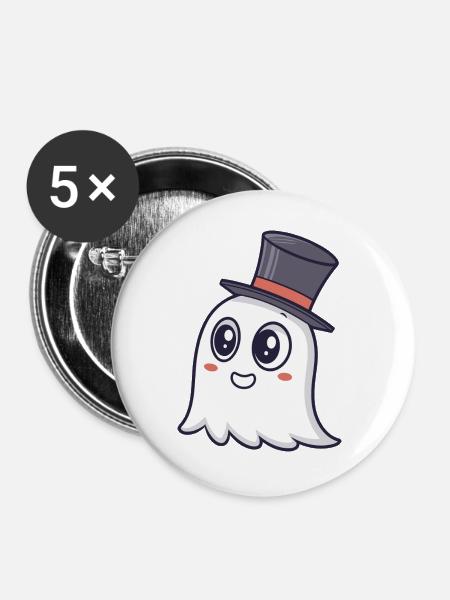 Schicker Ghost Zylinder - Buttons groß 56 mm (5er Pack) - Weiß