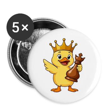 Lustige Ente Schachspieler König Königin Cartoon - Buttons groß 56 mm (5er Pack) - Weiß - Vorne