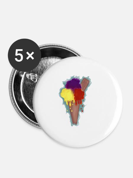 Regenbogen Eis - Buttons groß 56 mm (5er Pack) - Weiß