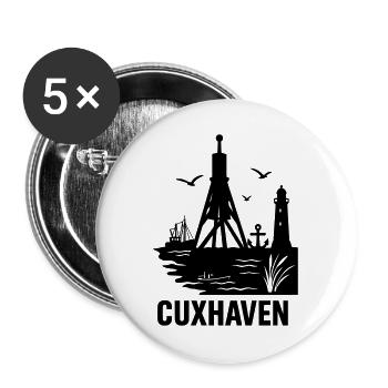 cuxhaven nordsee - Buttons groß 56 mm (5er Pack) - Weiß - Vorne