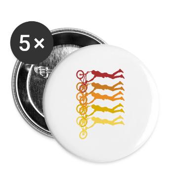 Farbige Radfahrer Silhouetten - Buttons groß 56 mm (5er Pack) - Weiß - Vorne