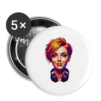 Colorful_Pop_Art_Portrait - Buttons large 2.2''/56 mm (5-pack) - white - Front
