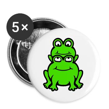 Frosch Kind Familie Papa Mama Huckepack Vatertag - Buttons groß 56 mm (5er Pack) - Weiß - Vorne