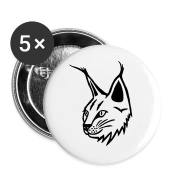 Porträt des schwarzen Luchses - Buttons groß 56 mm (5er Pack) - Weiß - Vorne