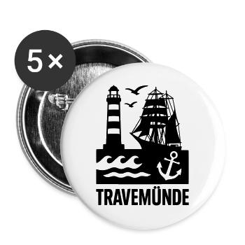 Travemünde Ostsee - Buttons groß 56 mm (5er Pack) - Weiß - Vorne
