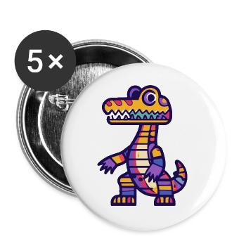 Alligator Halloween Zombie - Buttons groß 56 mm (5er Pack) - Weiß - Vorne
