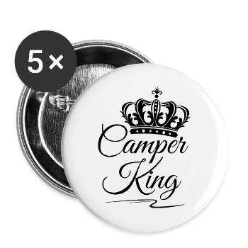 Camping-car King - Lot de 5 grands badges (56 mm) - blanc - Devant