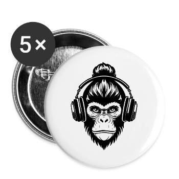 Electric Monkey Head Rave Light Headphone Shirt - Buttons large 2.2''/56 mm (5-pack) - white - Front