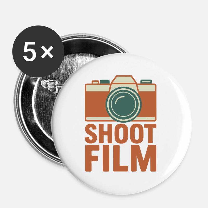 Shoot Film Retro Camera - Buttons large 2.2''/56 mm (5-pack) - white
