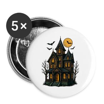 Spooky Haunted House for Halloween - Buttons large 2.2''/56 mm (5-pack) - white - Front