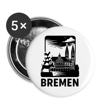 bremen silhouette dom musikanten - Buttons groß 56 mm (5er Pack) - Weiß - Vorne