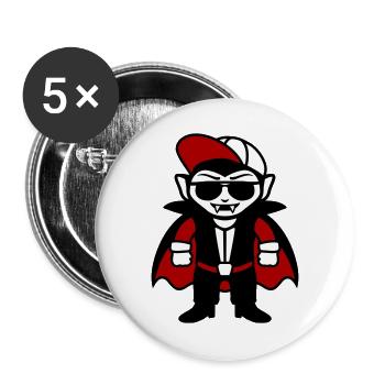 Dessin animé de vampire cool avec lunettes de soleil et casquette - Lot de 5 grands badges (56 mm) - blanc - Devant