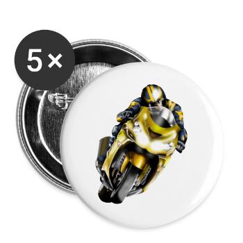 Racer on yellow machine - Buttons large 2.2''/56 mm (5-pack) - white - Front