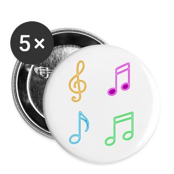 Neon Sheet Music – Music Vibes - Buttons large 2.2''/56 mm (5-pack) - white - Front