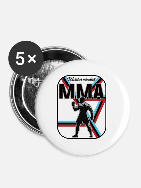MMA Design – Warrior Mindset - Buttons groß 56 mm (5er Pack) - Weiß