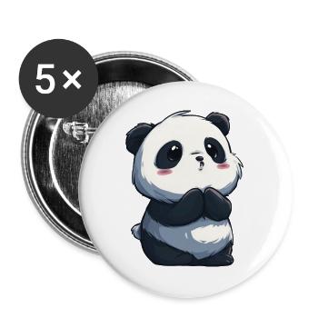 Innocent cute panda, adorable for lovers - Buttons large 2.2''/56 mm (5-pack) - white - Front