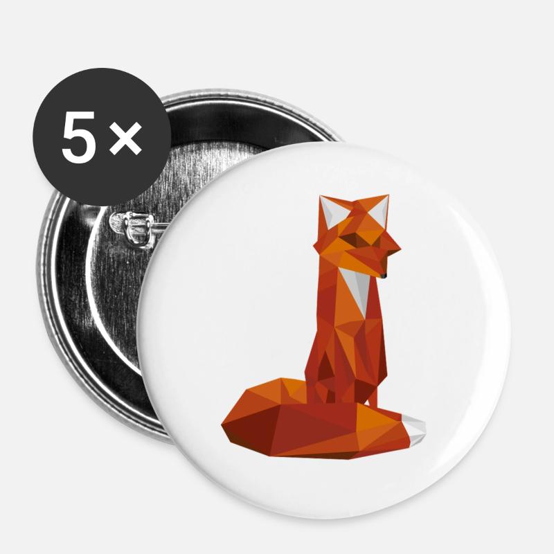 Fuchs - Buttons groß 56 mm (5er Pack) - Weiß