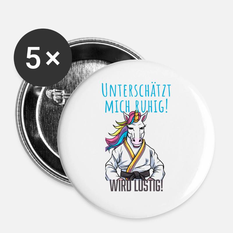 Karate Unicorn - Buttons large 2.2''/56 mm (5-pack) - white