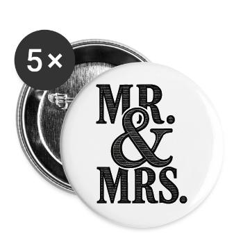 MR. & MRS - Romantic Wedding - Newlyweds - Buttons large 2.2''/56 mm (5-pack) - white - Front