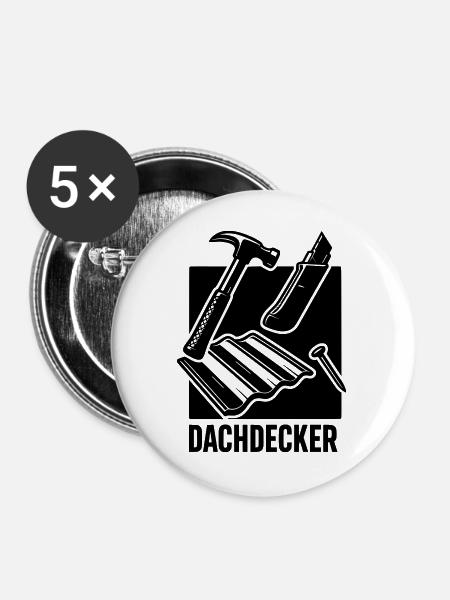 Dachdecker Werkzeug  - Buttons groß 56 mm (5er Pack) - Weiß